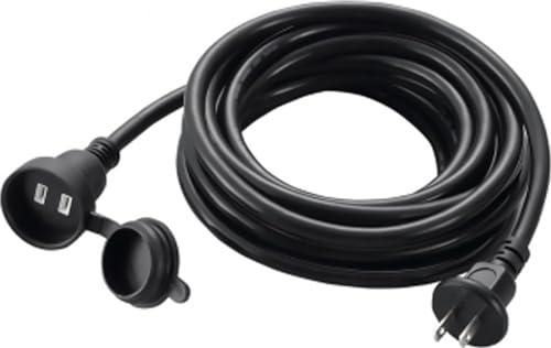 YAZAWA Rainproof Extension Cord, 1 Outlet, 5m, Black H7RP105BK
