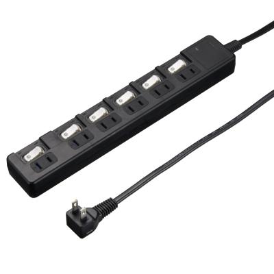 YAZAWA 6-Outlet Power Strip with Surge Protector, 0.3m Black H8KS6603BK