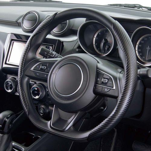 BONFORM Quick Carbon Steering Wheel Cover Easy Installation, Non-Slip S/M Size Compatible Black 6996-15BK
