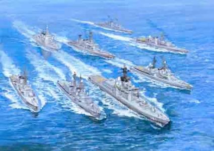 Fujimi Model 1/3000 Collectible Warship Series No.36 Japan Maritime Self-Defense Force 3rd Escort Flotilla (1998) Plastic Model Warship 36