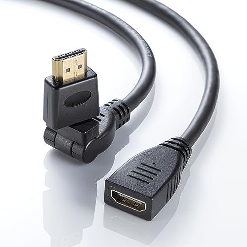 Sanwa Supply HDMI Extension Cable (1m) Easy-to-Route 3D Connectors 4K×2K Compatible High Speed Black 1m KM-HD20-3DEN10N