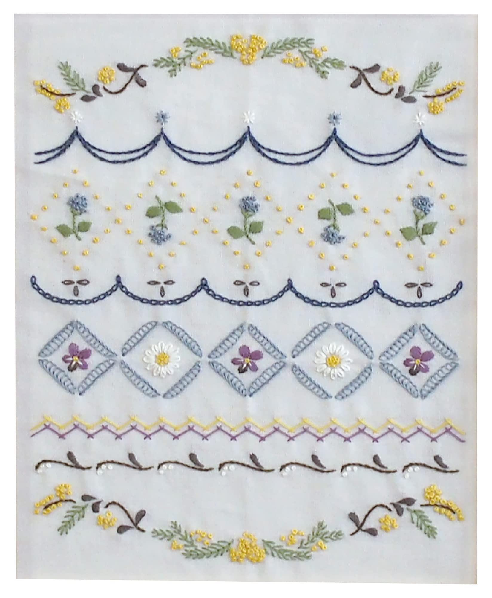 Olympus Embroidery Kit French Embroidery Sampler GARDEN PARTY French Embroidery Kit Level 1 Motif Sampler GP-K10 *Frame (White Wood) W-25 sold separately.