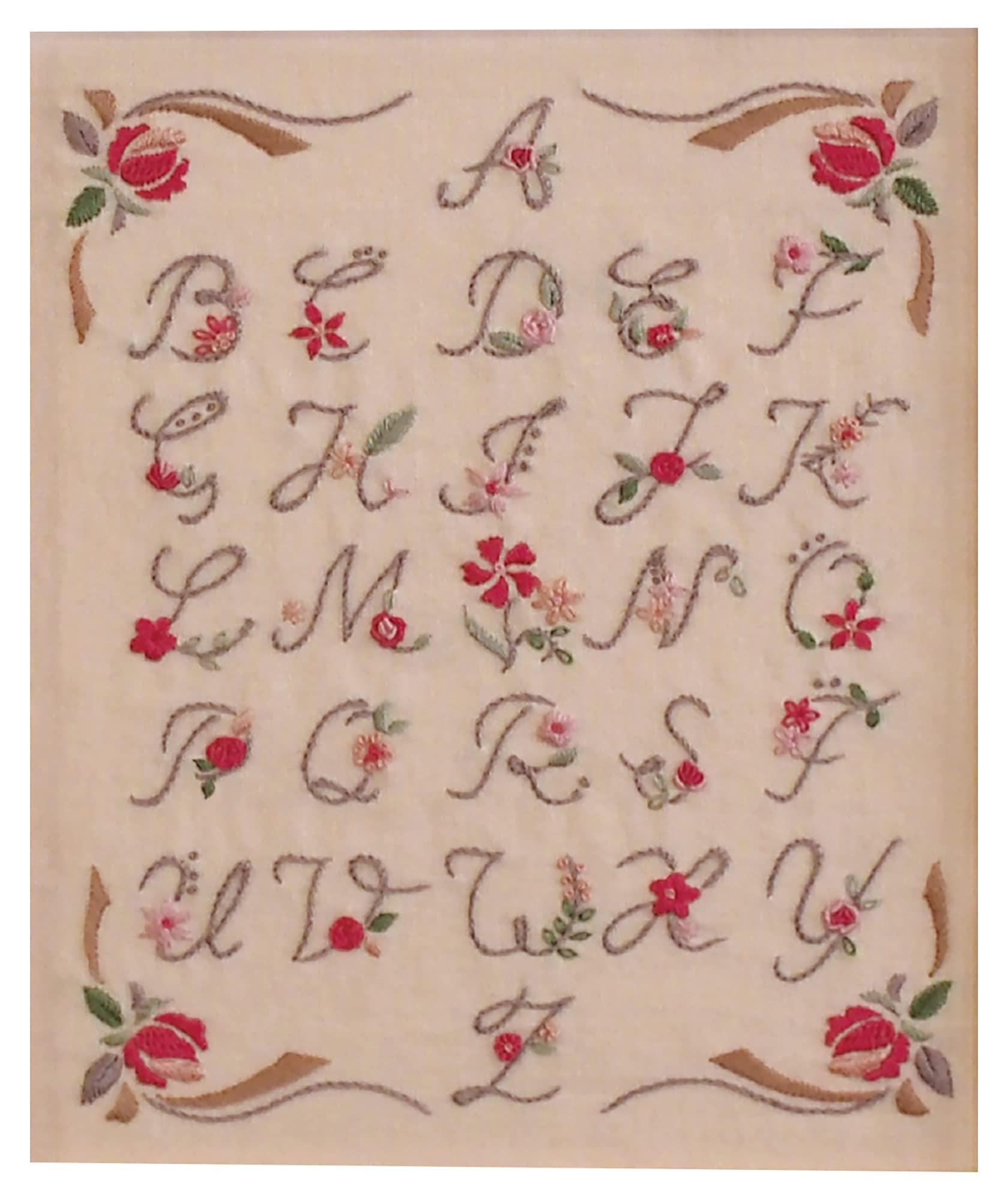 Olympus Embroidery Kit French Embroidery Sampler GARDEN PARTY French Embroidery Kit Level 3 Alphabet Sampler GP-K12 *Frame (White Wood) W-25 sold separately.