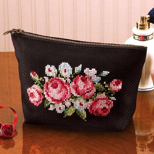 Olimpas Silk Embroidery Kit “Gentle Floral Embroidery Accessories” No.9019 Pouch・Rose