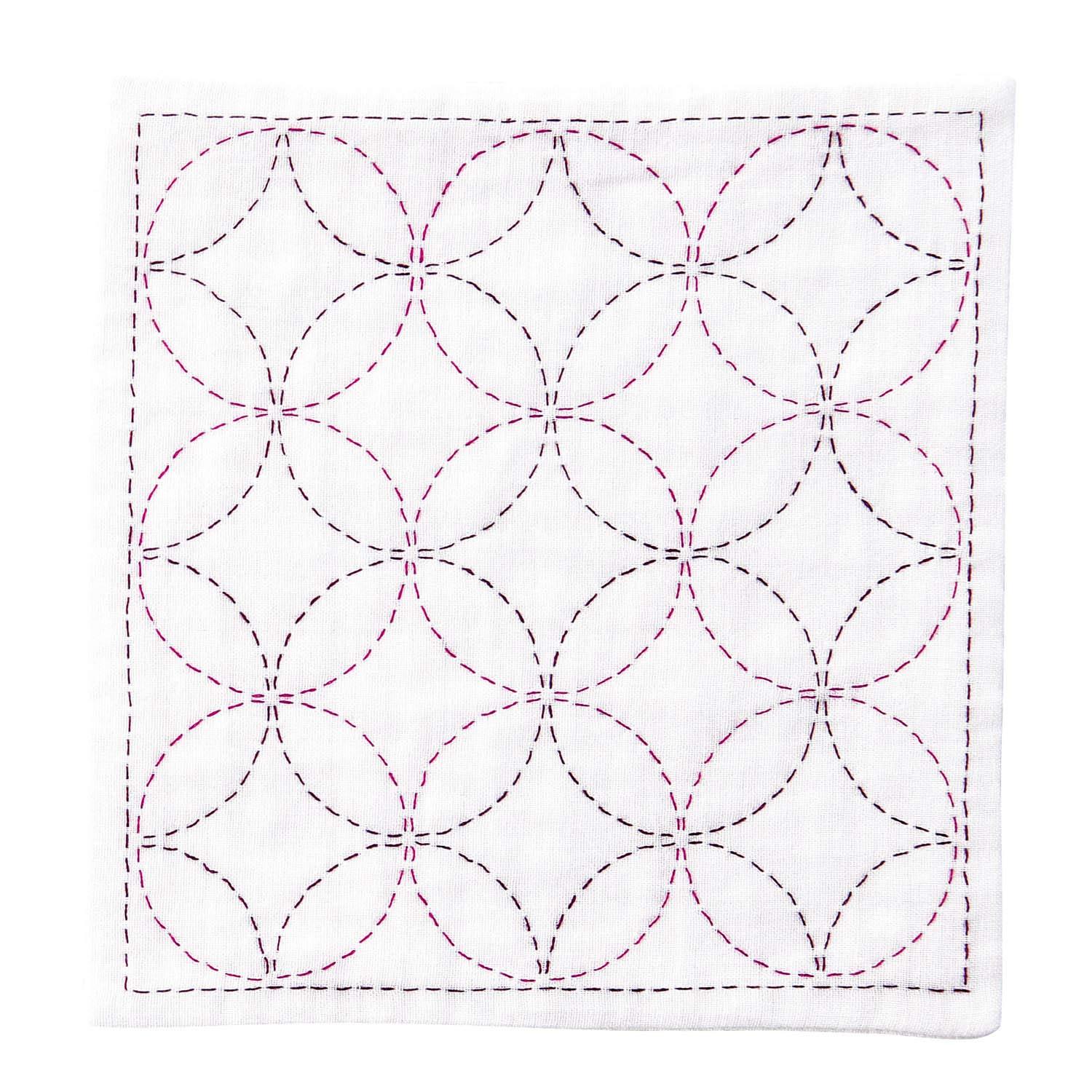 Olimpas Silk Sashiko Handkerchief iine (Iine) Seven Treasures Pattern Approx. 20cm x 20cm OLY-HK-2