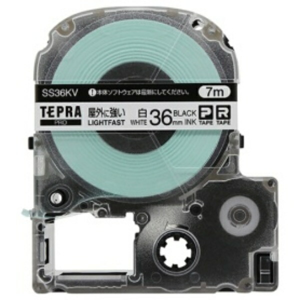 King Jim Tepla PRO Tape Cartridge Outdoor-Resistant Label 36mm White Label/Black Text Length 7m SS36KV