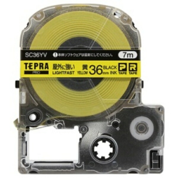 King Jim Tepla PRO Tape Cartridge Outdoor-Resistant Label 36mm Yellow Label/Black Text Length 7m SC36YV