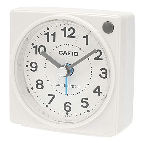 CASIO Alarm Clock Radio-Controlled Clock Table Clock White Analog Compact Desk Clock with Light TQ-750J-7JF