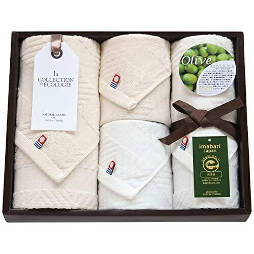 Japan U-Tensil Towel Set (2 Face Towels, 2 Hand Towels) Natural Island Imabari Olive Scrub II Eco Mark Certified Towel Set TNI3003014