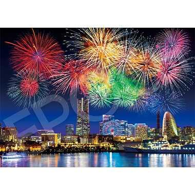 EPOCH 500-Piece Jigsaw Puzzle: Japanese Scenery - Yokohama Night View and Brilliant Fireworks - Kanagawa (38×53cm) 07-401s Includes Glue, Spatula, and Point Voucher EPOCH