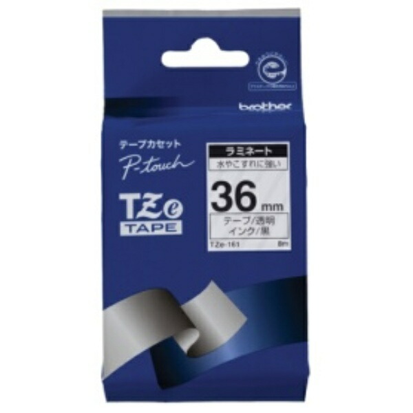Brother Industries TZe Tape Laminating Tape (Transparent Base/Black Text) 36mm TZe-161