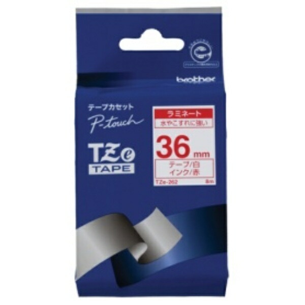 Brother Industries TZe Tape Laminating Tape (White Background/Red Text) 36mm TZe-262