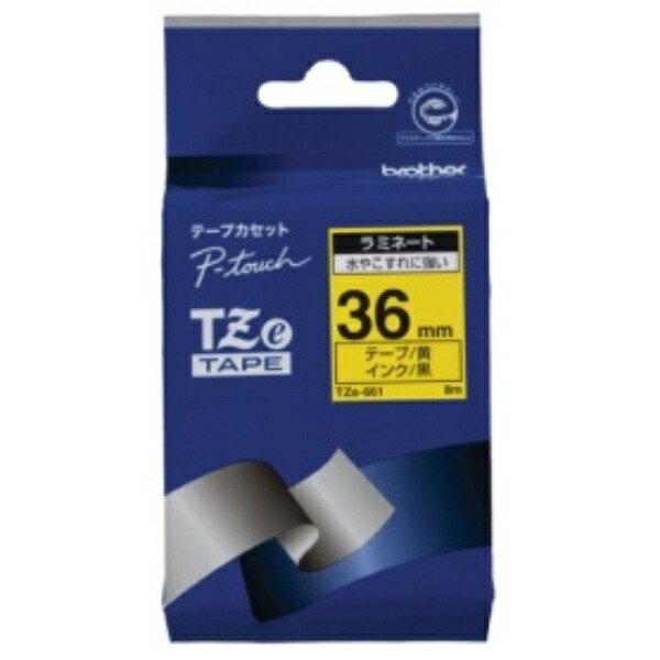 Brother Industries TZe Tape Laminating Tape (Yellow Background/Black Text) 36mm TZe-661