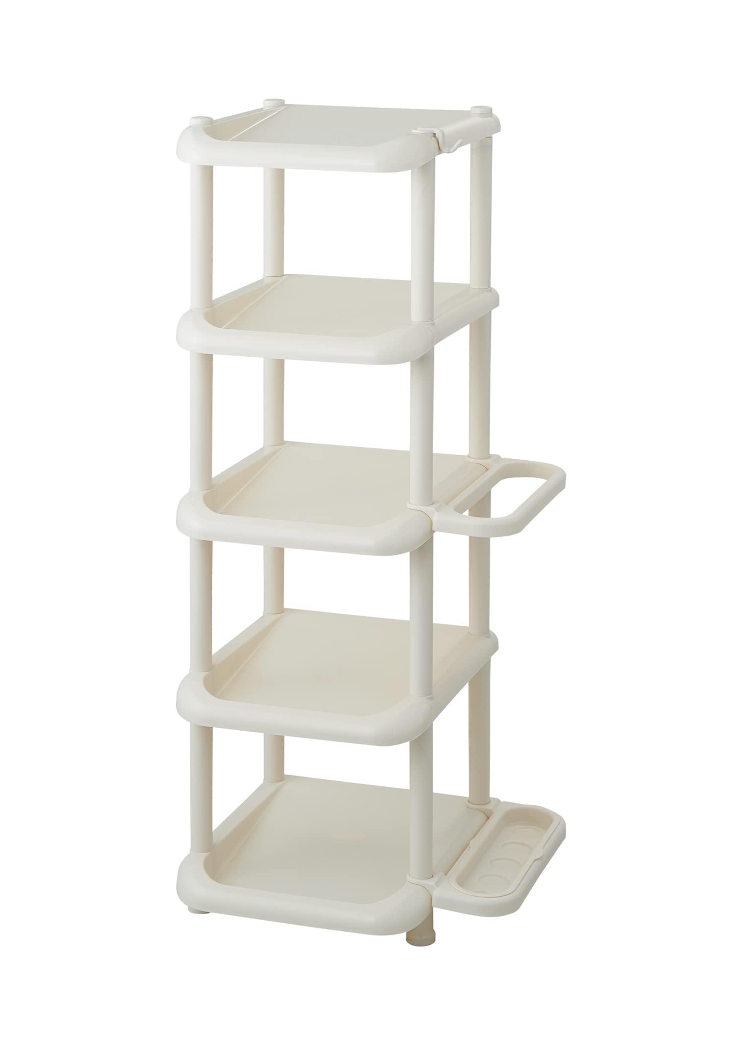 Like-it Shoe Storage Rack 5-Tier Shoe Storage Approx. Width 35.5 x Depth 31 x Height 87 cm Ivory Made in Japan Short Boot Storage Space-Saving Boot Storage Rack Includes Umbrella Holder