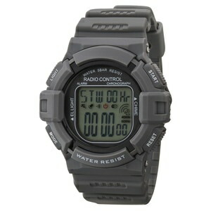 CREPHA Digital Radio-Controlled Watch, Waterproof, Multi-Function, Urethane Strap, TE-D189-GR, Men's, Gray
