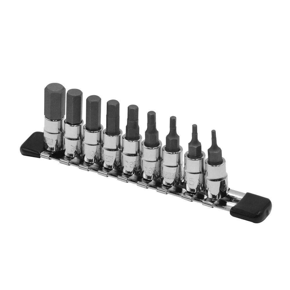Astro Products 1/4DR Hex Bit Socket Set (9-Piece) | Hex 6.3 Hexagon