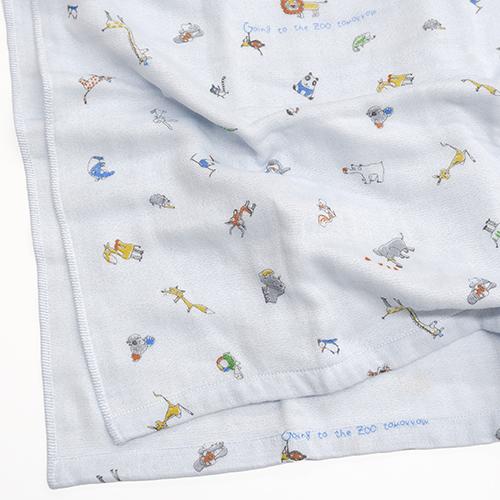 Imabari Towel CONTEX Trois Gauze Bath Towel Zoo (Blue)