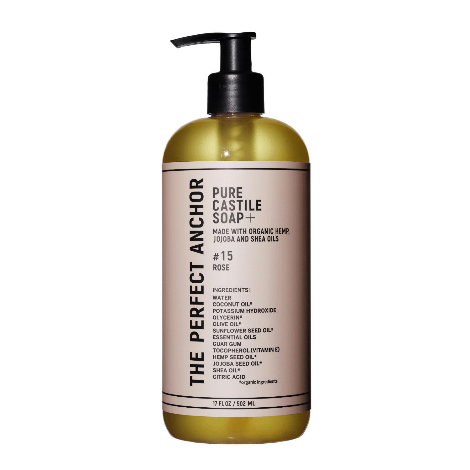 The Perfect Anchor Pure Castile Soap Plus 502ml Rose Facial Cleanser, Makeup Remover, Body Soap, Hand Soap