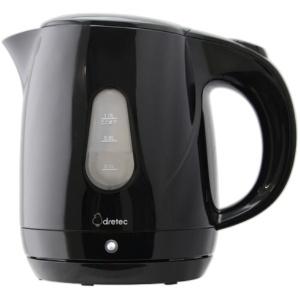 Dretec Electric Kettle 1.0L 900W Compact Lightweight High Power Easy Operation Auto Power Off Boil-Dry Protection Prom Pot Water Boiler Simple Kettle Stylish Black
