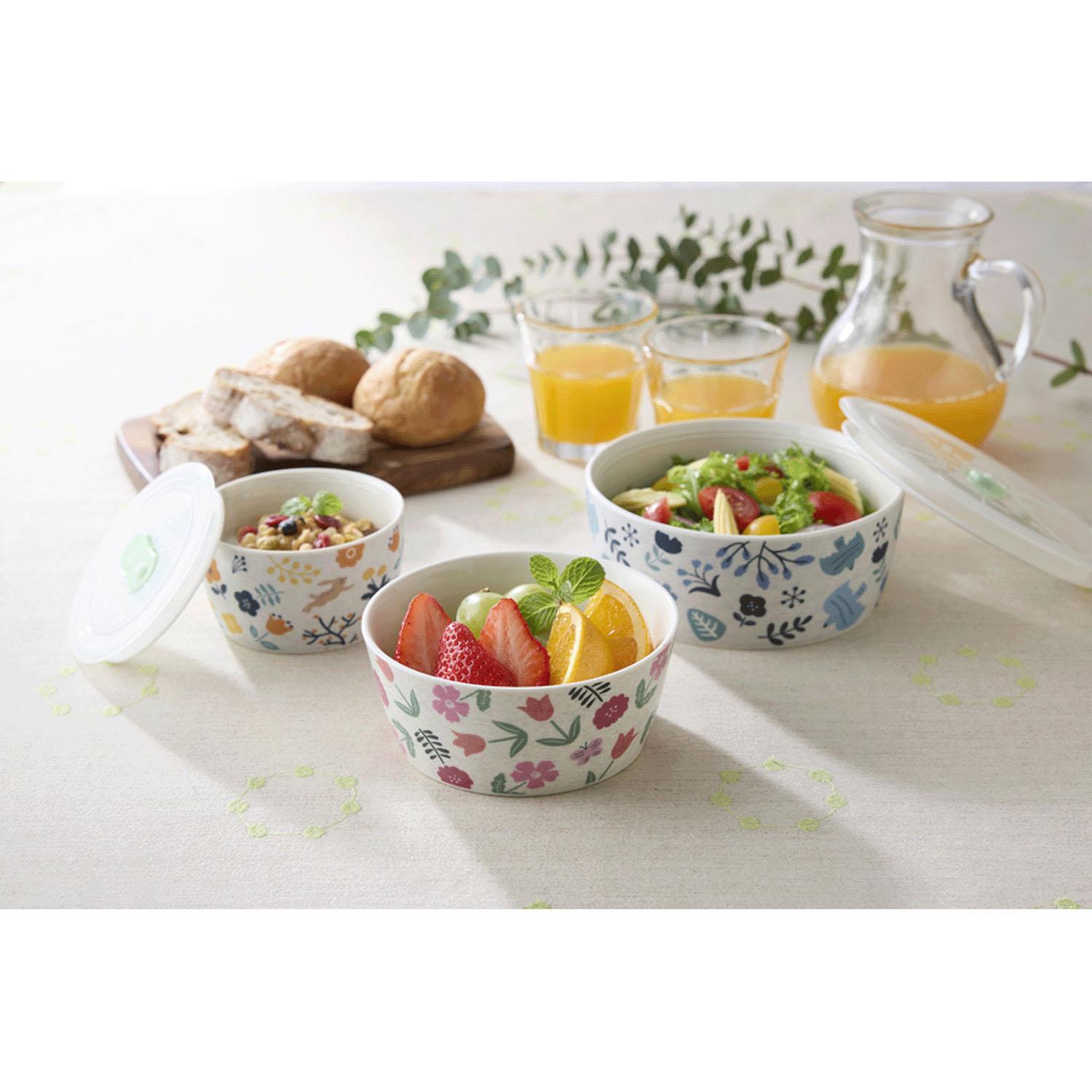 Storage Container High-Seal Lid Included Microwave-Safe Canister 3-Piece Set Approx. 260ml・430ml・680ml Microwave Dishwasher Safe mysa Gift MYS-3003P
