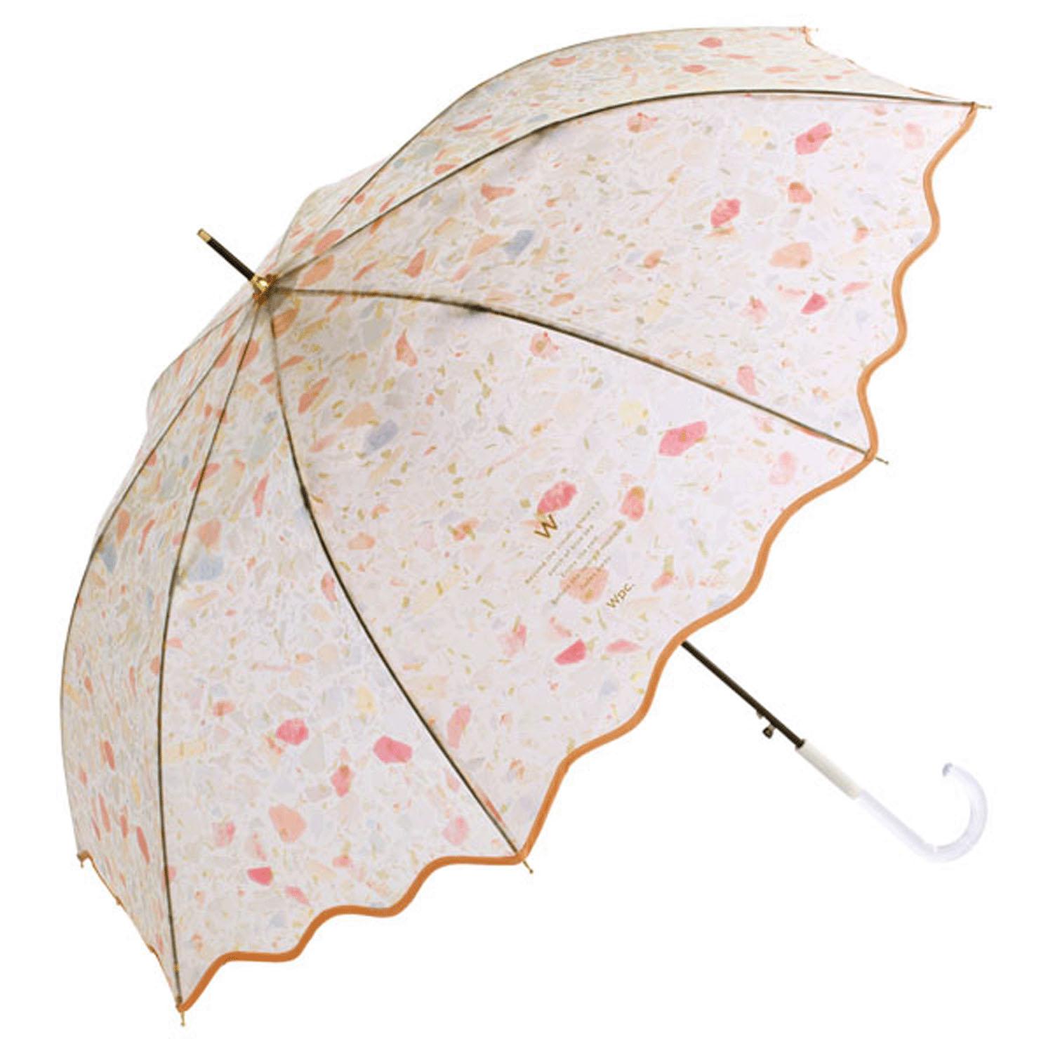 Wpc. [Vinyl Umbrella] Pale Stone Umbrella Orange Full-Size Umbrella 61cm Rib Length Large Jump Ladies Fashionable Cute Terrazzo Pattern Clear Handle Sparkly Instagrammable Wavy Cut Commuting School Commute Korea PT-070-001