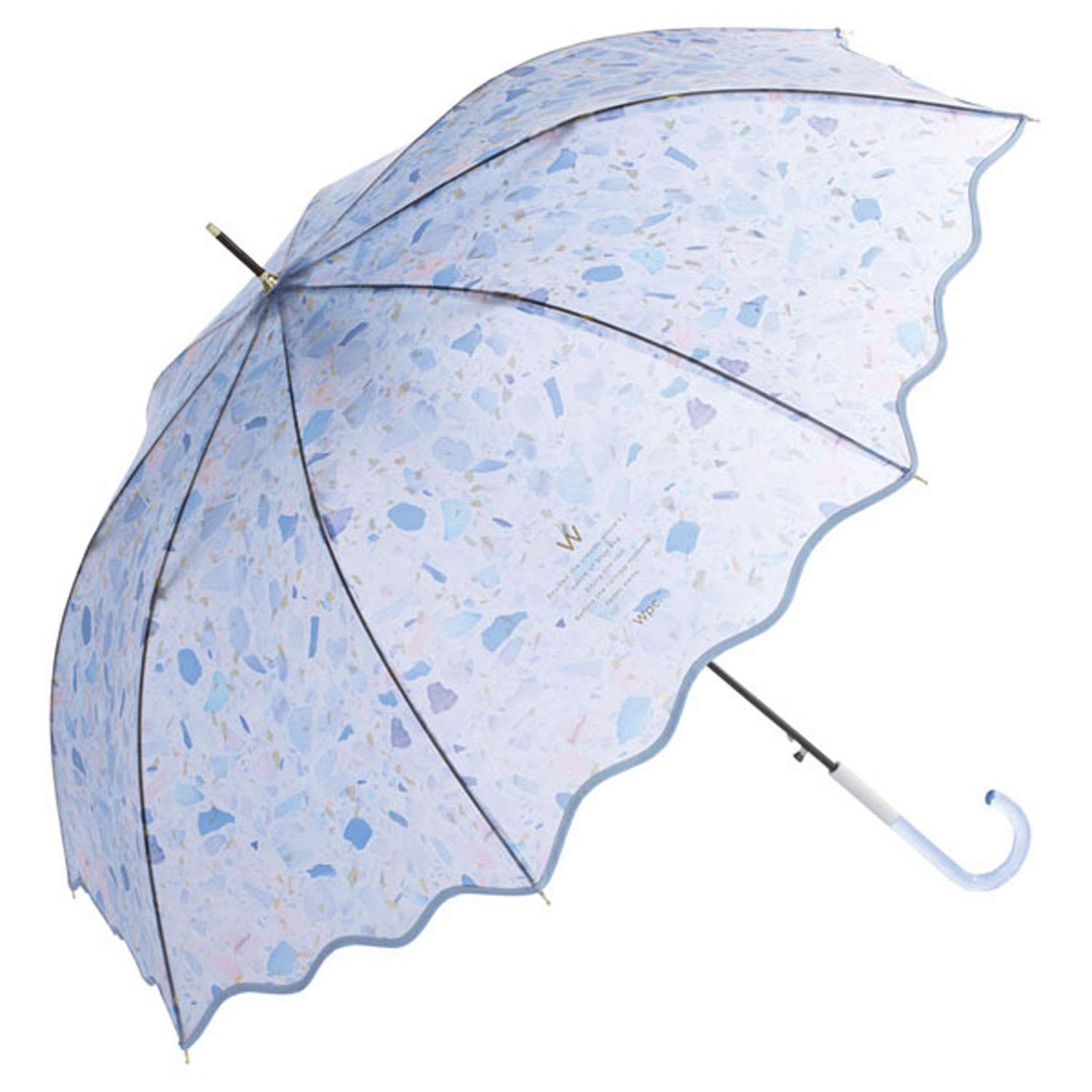 Wpc. [Vinyl Umbrella] Pale Stone Umbrella Blue Full-Size Umbrella 61cm Rib Length Large Jump Ladies Fashionable Cute Terrazzo Pattern Clear Handle Sparkly Instagrammable Wavy Cut Commuting School Commute Korea PT-070-001