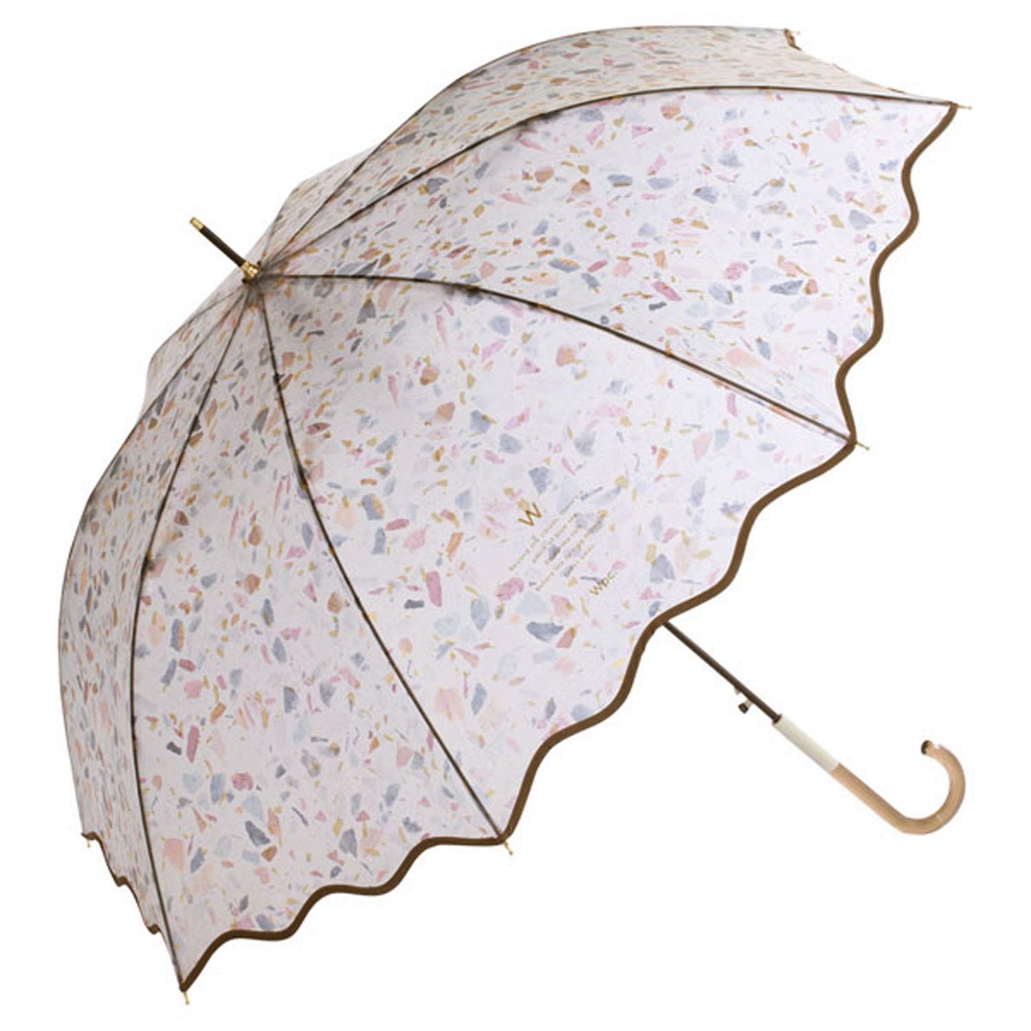 Wpc. [Vinyl Umbrella] Pale Stone Umbrella Brown Full-Size Umbrella 61cm Rib Length Large Jump Ladies Fashionable Cute Terrazzo Pattern Clear Handle Sparkly Instagrammable Wavy Cut Commuting School Commute Korean PT-070-001