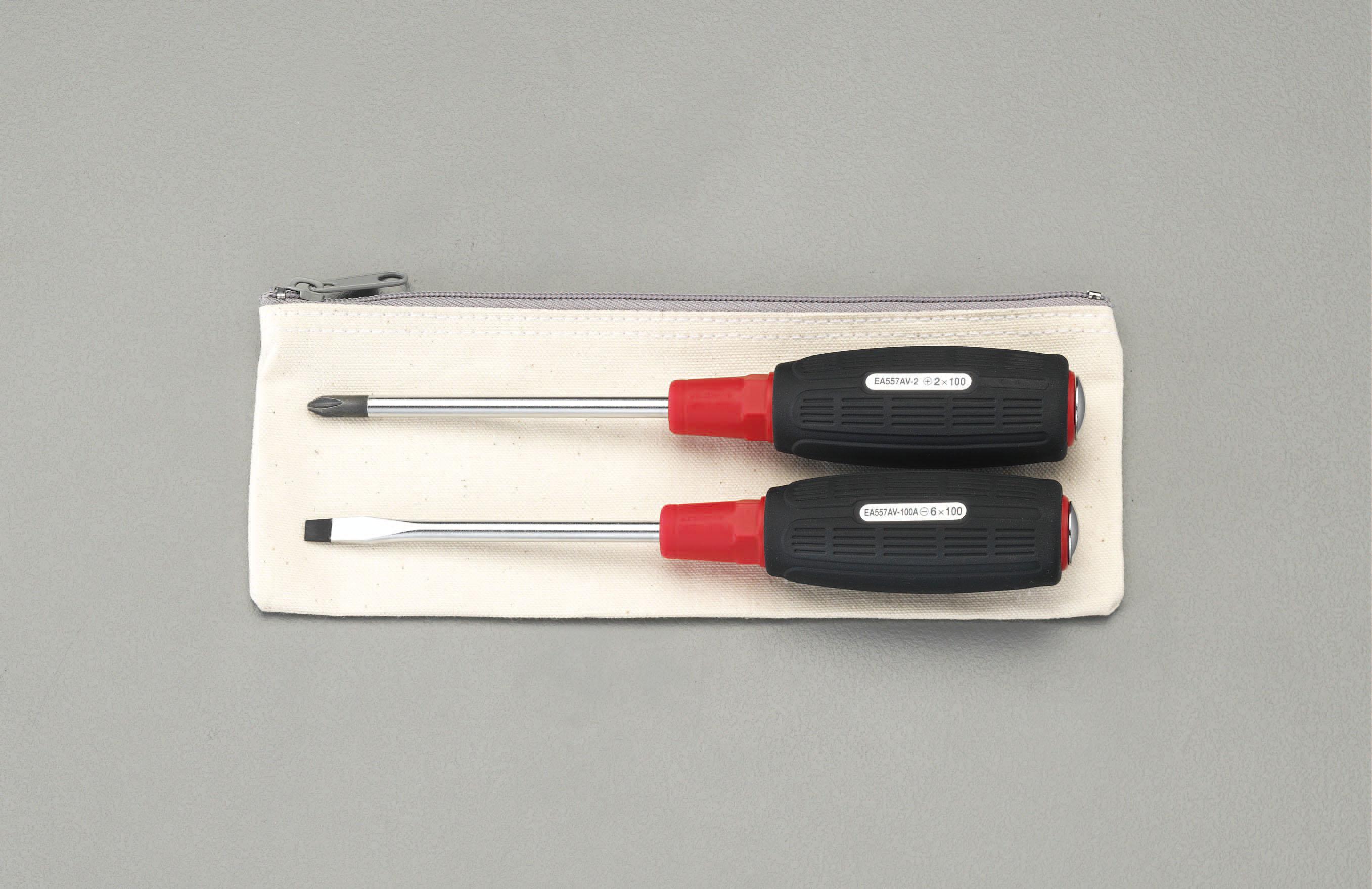 ESCO 2-Piece Set [+-] Screwdriver (Through-Handle) EA557AV-10
