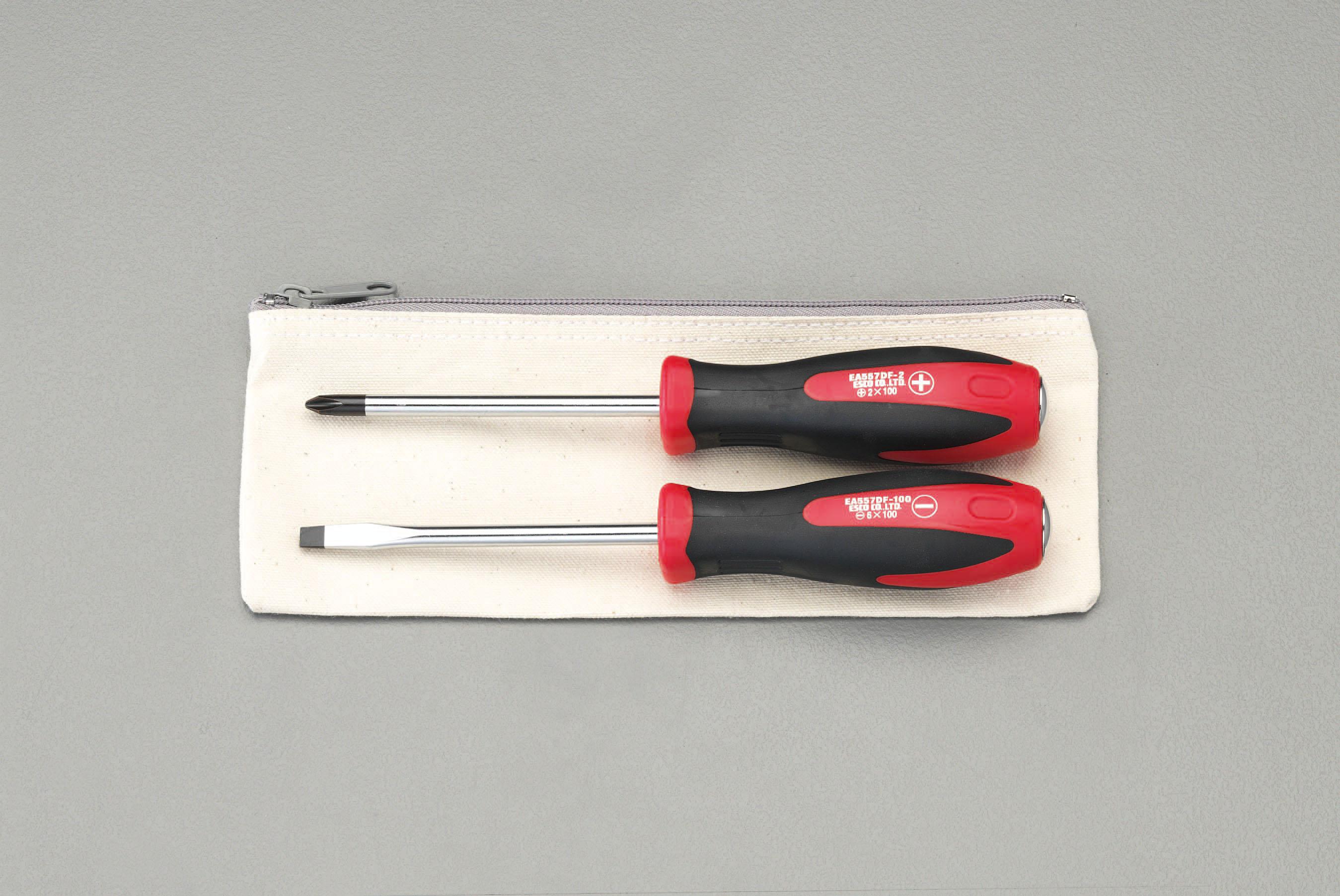 ESCO 2-Piece Set [+-] Screwdriver (Through-Handle) EA557DF-10