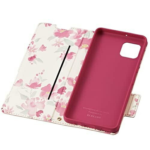 ELECOM AQUOS sense6s (SHG07) / sense6 (SH-54B SHG05) Case Cover Leather TPU Wallet-Style Magnetic Flap Slim Shock-Absorbing Ultra-Lightweight Thin Strap Hole Included Floral Pattern Deep Pink PM-S221PLFUJPND