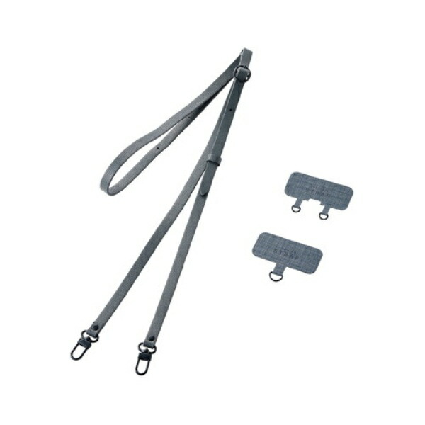 ELECOM Smartphone Shoulder Strap Leather Strap Sheet (1-Slot & 2-Slot) Included Adjustable Length [Simply Clip onto Your Favorite Smartphone Case] Dark Gray P-STSDH2PLDG