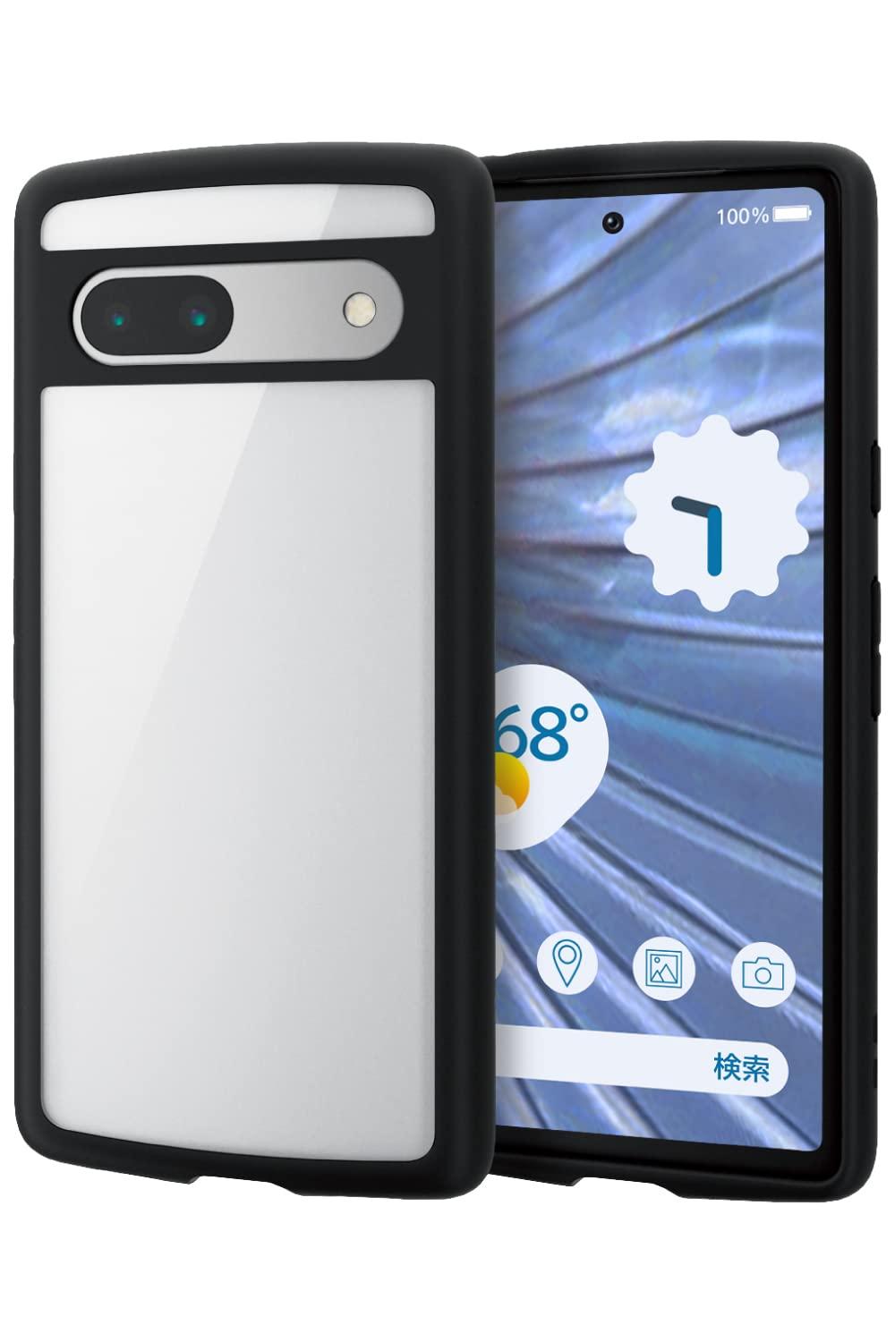 ELECOM Google Pixel 7a Case Transparent Shockproof Slim Lightweight TOUGH SLIM LITE Frame Color Clear Back with Strap Hole [Shock Resistant, Slim and Lightweight] Black PM-P231TSLFCBK