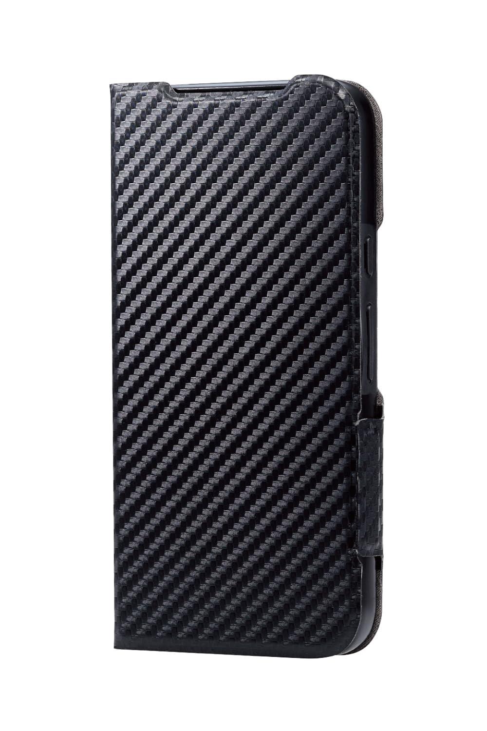 ELECOM Google Pixel 8a Case Cover Wallet-Style Soft Leather TPU Shock-Resistant Impact Absorption Lightweight Slim Card Storage Pocket Stand Function Wallet-Style Wireless Charging Compatible Built-in Magnet Simple Carbon Black PM-P241PLFUCB