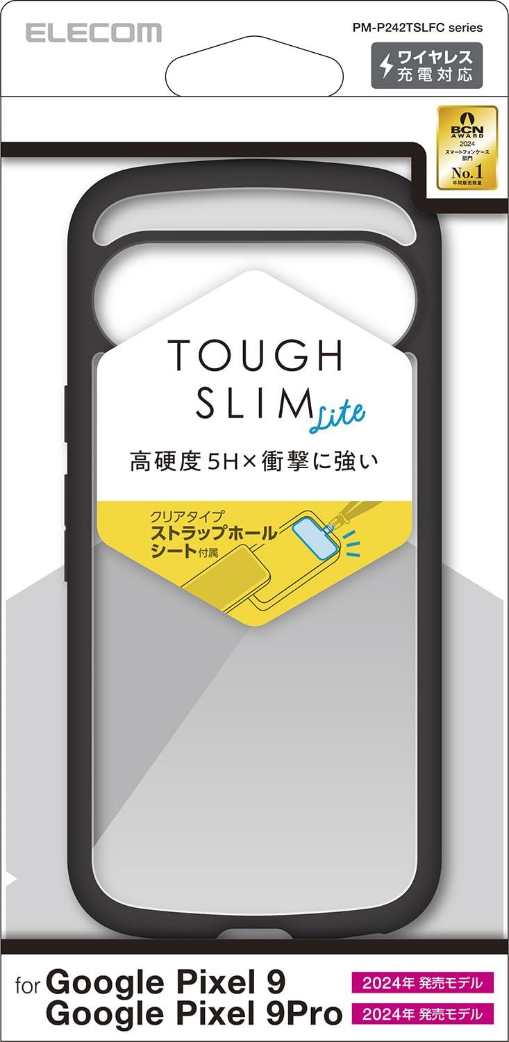 ELECOM Google Pixel 9 / 9 Pro Case Hybrid Cover Shock Absorption Lightweight Slim Camera Lens Protection Design Wireless Charging Compatible Strap Hole Included Strap Hole Sheet Included TOUGH SLIM LITE Black PM-P242TSLFCBK