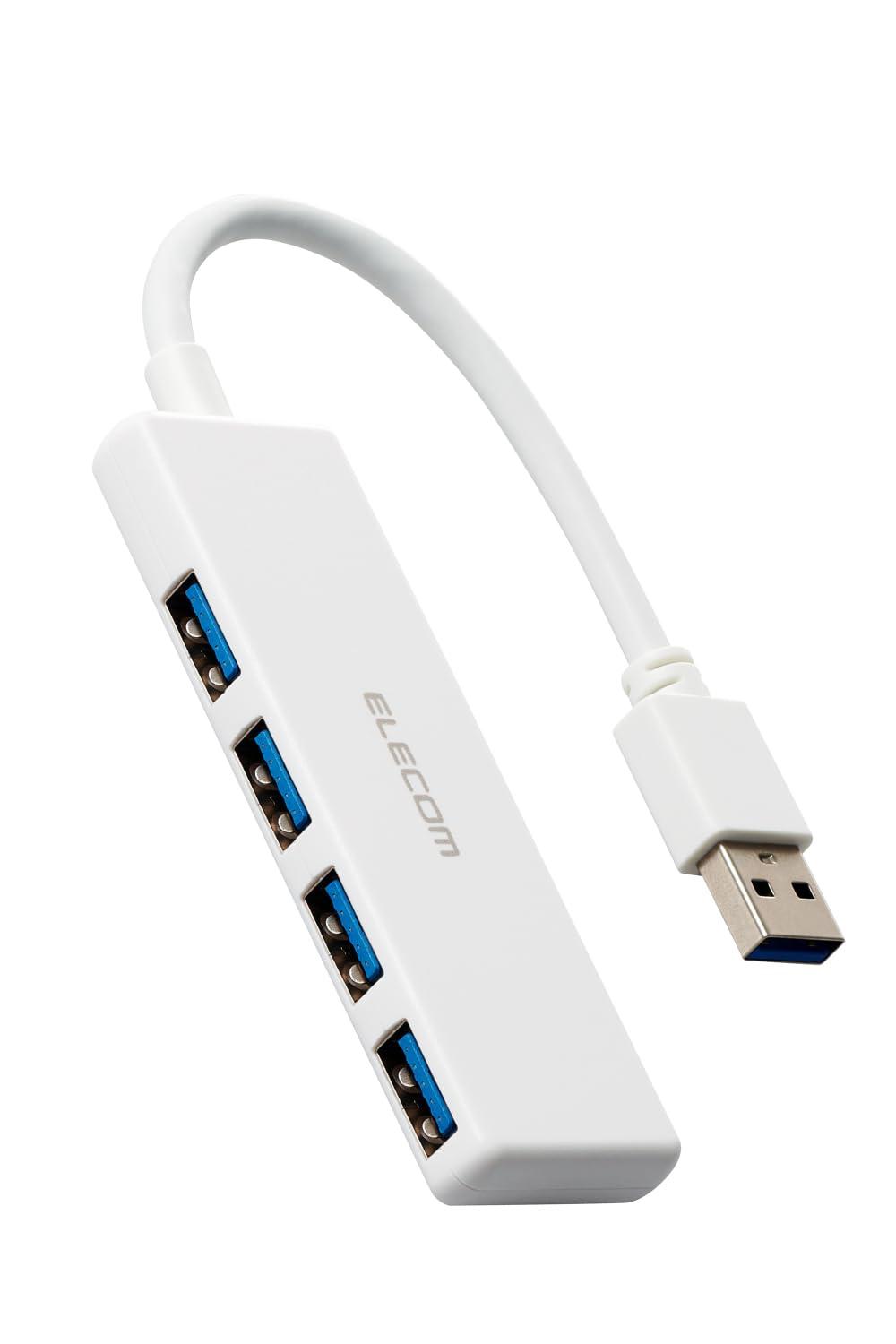 ELECOM USB Hub USB 3.0 Bus-Powered 4-Port White U3H-H040WH