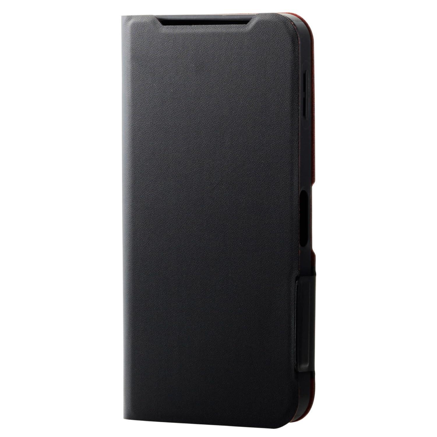 ELECOM AQUOS sense9 Case Soft Leather Wallet-Style Magnetic Shock Absorption Impact Resistant 4-Corner Air Cushion Card Pocket Stand Slim Lightweight UltraSlim Black PM-S244PLFUBK