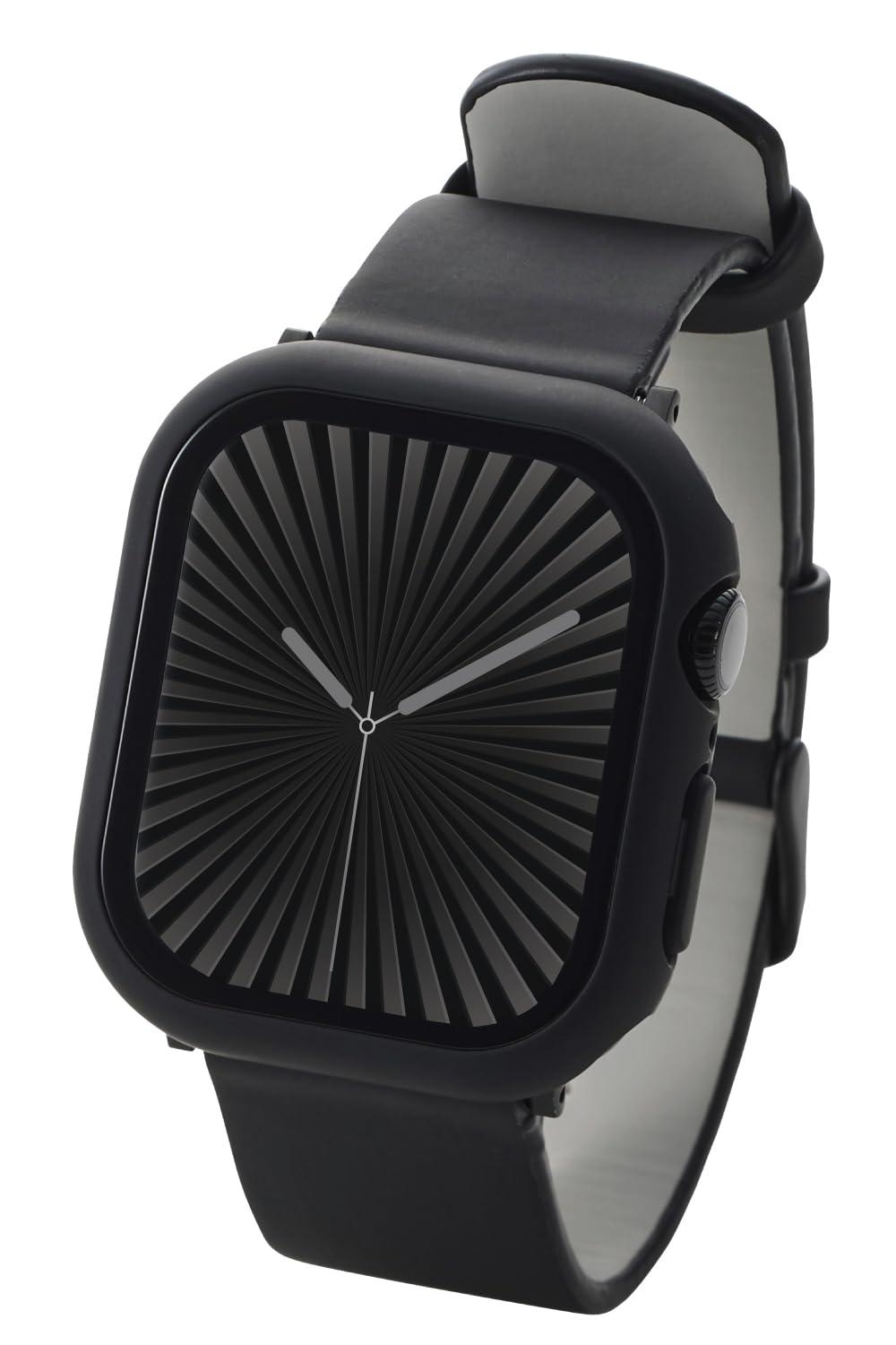 ELECOM Apple Watch Case [42mm] Series 10 Full Cover Case Premium Glass Black AW-24BFCGBK