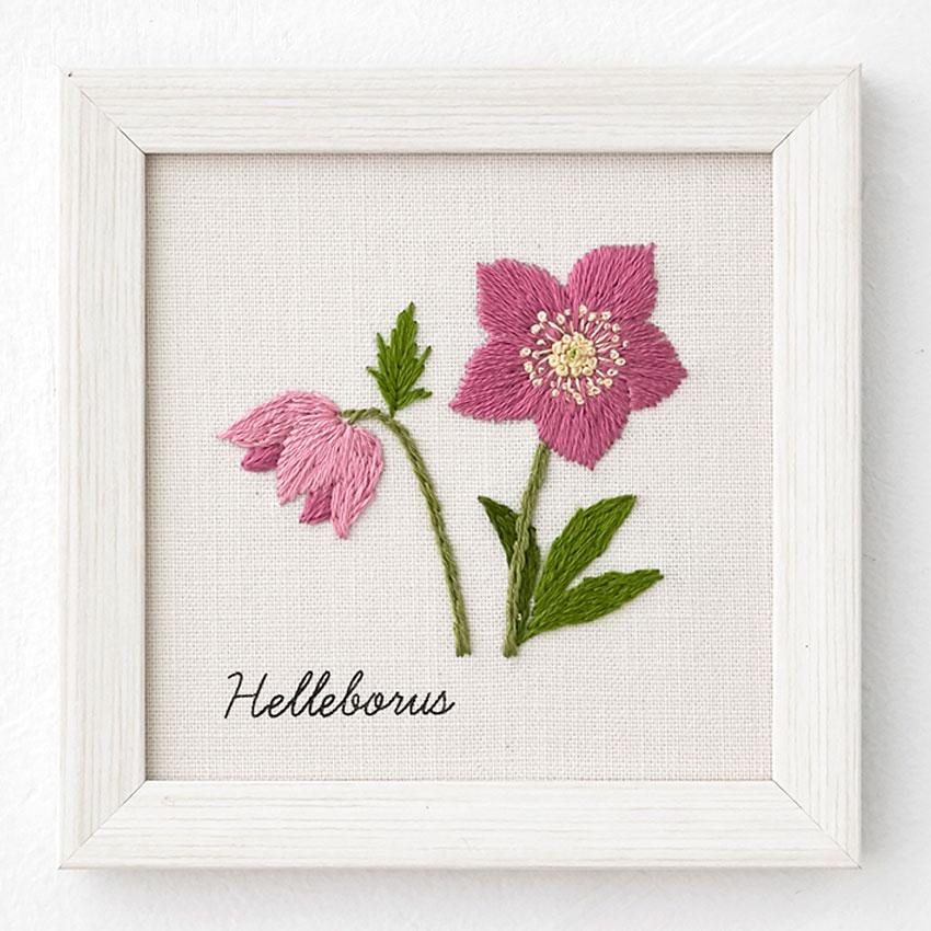 LECIEN Embroidery Kit COSMO - Kazuko Aoki's 12-Month Plant Journal - Christmas Rose Helleborus - Approx. 11.7×11.7cm 0000542001