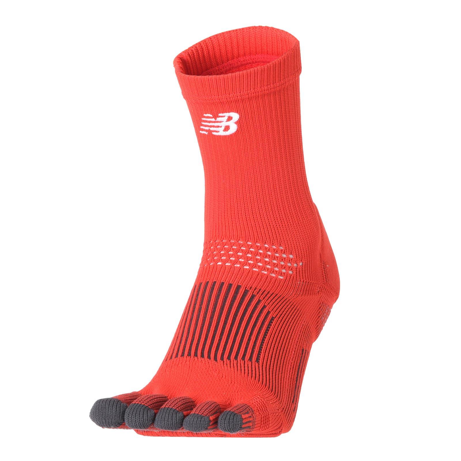 [New Balance] Socks Five-Toe Grip Socks (LAS45682) Soccer Five-Toe Five-Finger Moisture-Wicking Support High-Performance Red L