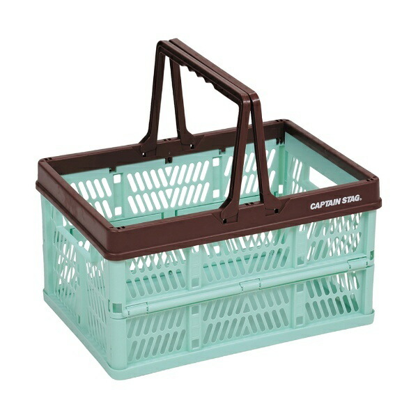 CAPTAIN STAG Folding Container Basket Faure Handy Container with Handle L Size Mint Green CS Charman UL-1033