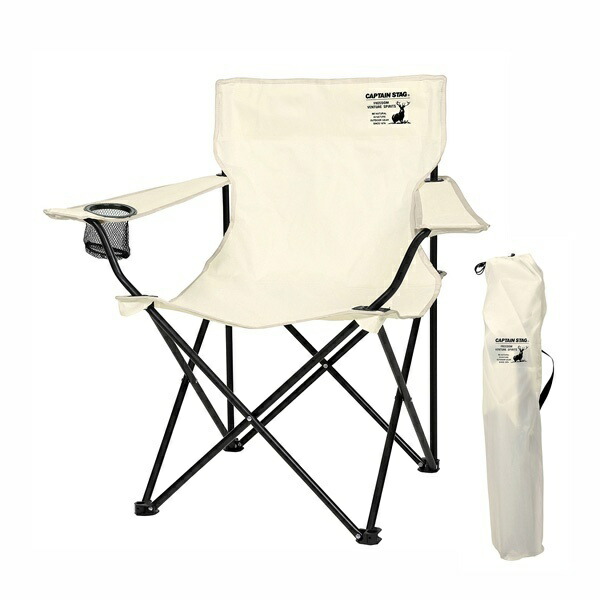 CAPTAIN STAG Outdoor Chair Lounge Chair with Drink Holder Ivory CS Charman UC-1673 Width 820 × Depth 510 × Height 800 mm