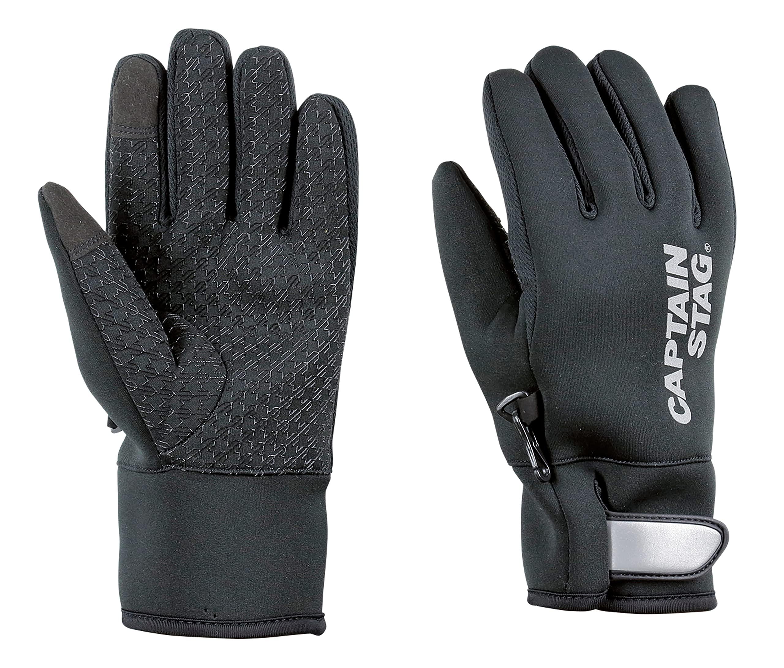 CAPTAIN STAG Gloves Windproof Cold-Resistant Wetsuit Fabric Touchscreen Compatible Men's Size S Black UX-1190 Product Size: (Approx.) Total Length 235mm × Hand Circumference 230mm × Middle Finger Length 80mm ※Tolerance ±5%