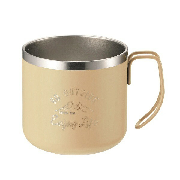 CAPTAIN STAG Double Stainless Steel Vacuum Insulated Mug Cup, 350ml, Beige Monte UE-3557