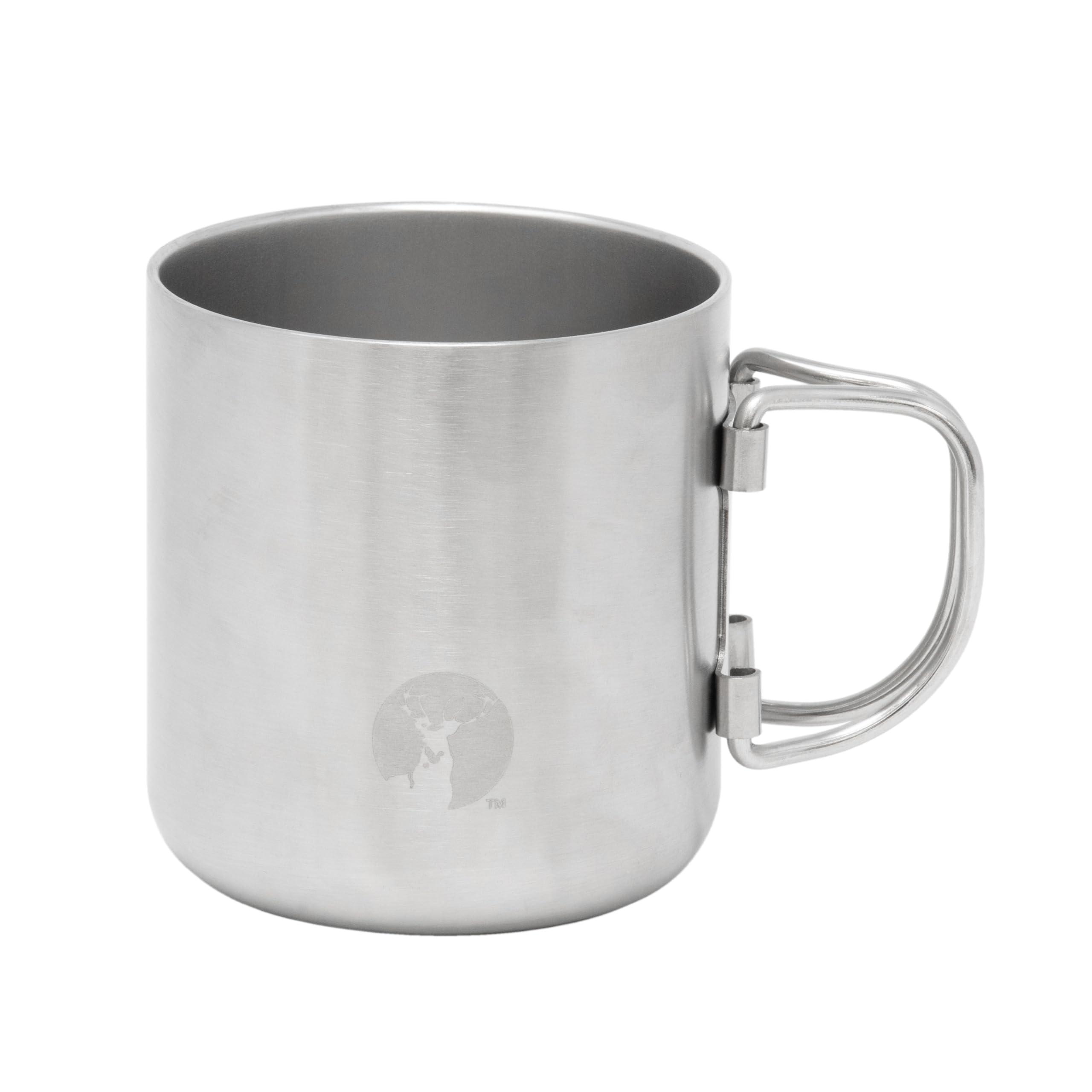 CAPTAIN STAG Outdoor Cup Mug Tumbler CS Vacuum Foldable Handle Mug 500ml Stainless Steel Silver UE-3597