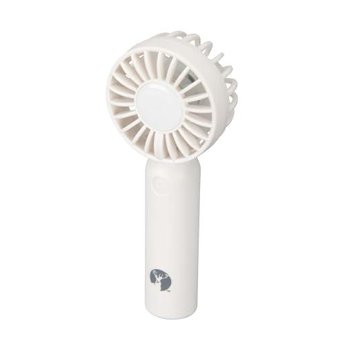 CAPTAIN STAG Outdoor Portable Fan Handheld Fan Compact 2-Blade Handheld Fan 3-Speed Adjustment USB Rechargeable with Strap White