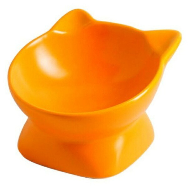 Petifam Cat-Shaped Food Bowl Low Type Meal Dish Cat Dish Plate Cat Dog Food Bowl Water Bowl Ceramic Dish Easy to Eat Ceramic Dish with Feet Pet Bowl Food Bowl Water Bowl Ceramic Cute Stylish (Orange S)