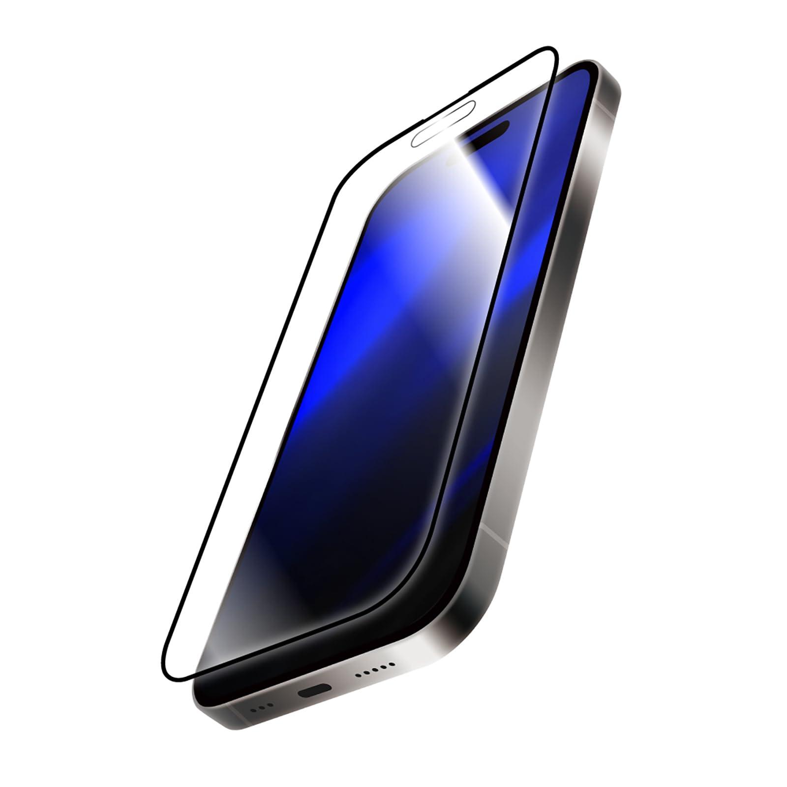 LEPLUS iPhone 16 Compatible Glass Film “GLASS PREMIUM FILM” Full Coverage Protection Ultra Strength & 3x Impact Resistance Blue Light Cut LN-IM24FGTB