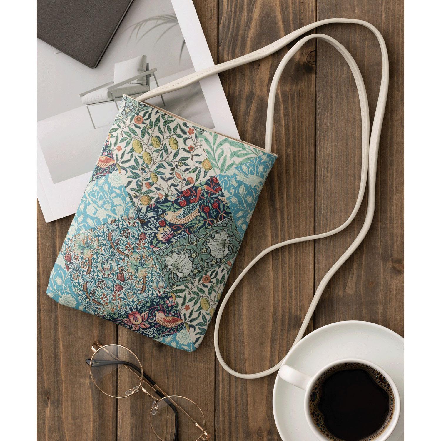 William Morris Pattern PU Leather Mini Shoulder Bag Sacoche Patchwork