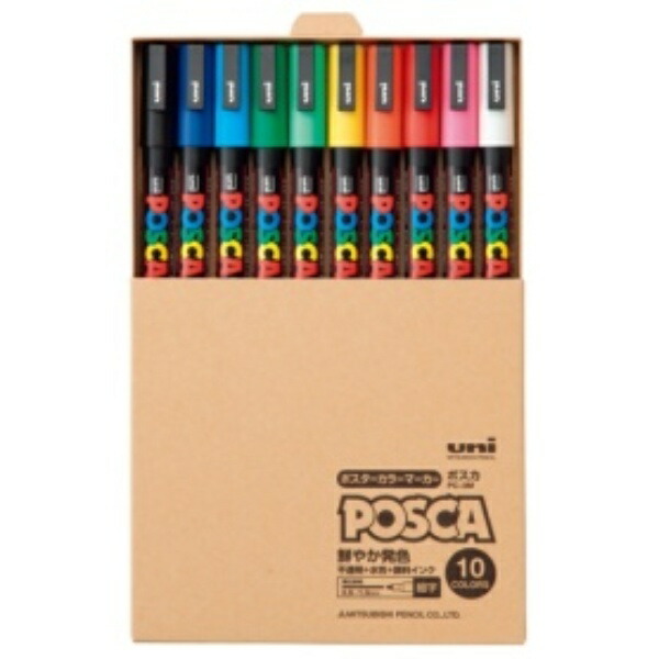 Mitsubishi Pencil Water-Based Marker POSCA Fine Tip 10-Color Set