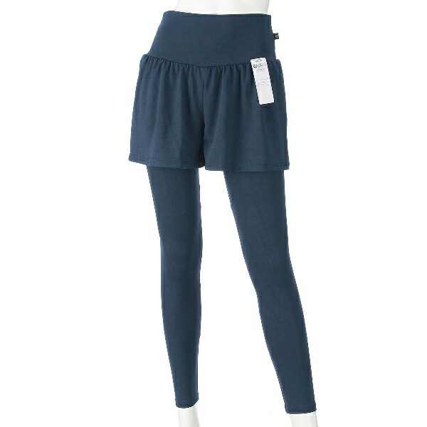 [Atsugi] Leggings [Clear Beauty Active] Yoga Mesh-Style Layered Bottom 8-Inch Length 49266PS Women's Dark Navy L